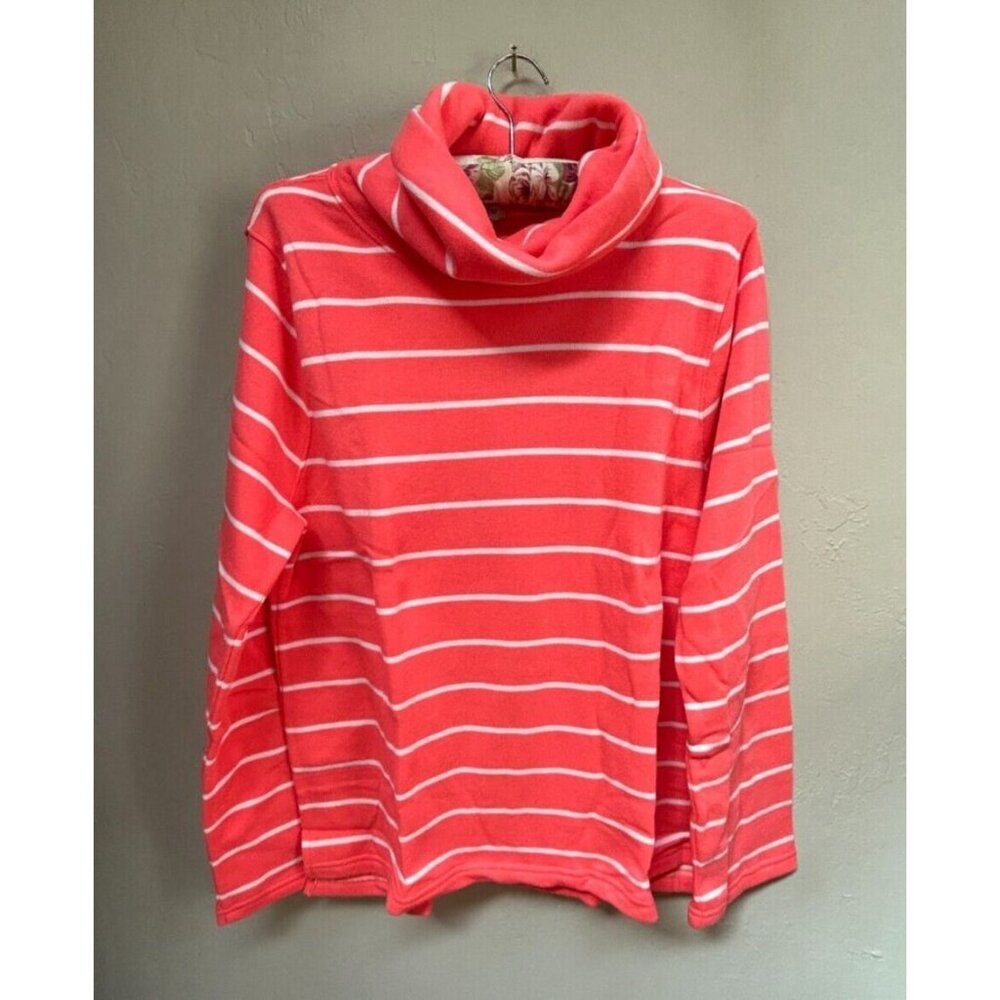 J.Crew XL Striped Mockneck Sweatshirt Cloudspun Fleece Peach Pullover BA202 New